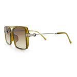 Mens Gentlemanly Rectangle Flat Top Double Bridge Mob Metal Arm Sunglasses