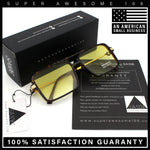 Mens Gentlemanly Rectangle Flat Top Double Bridge Mob Metal Arm Sunglasses