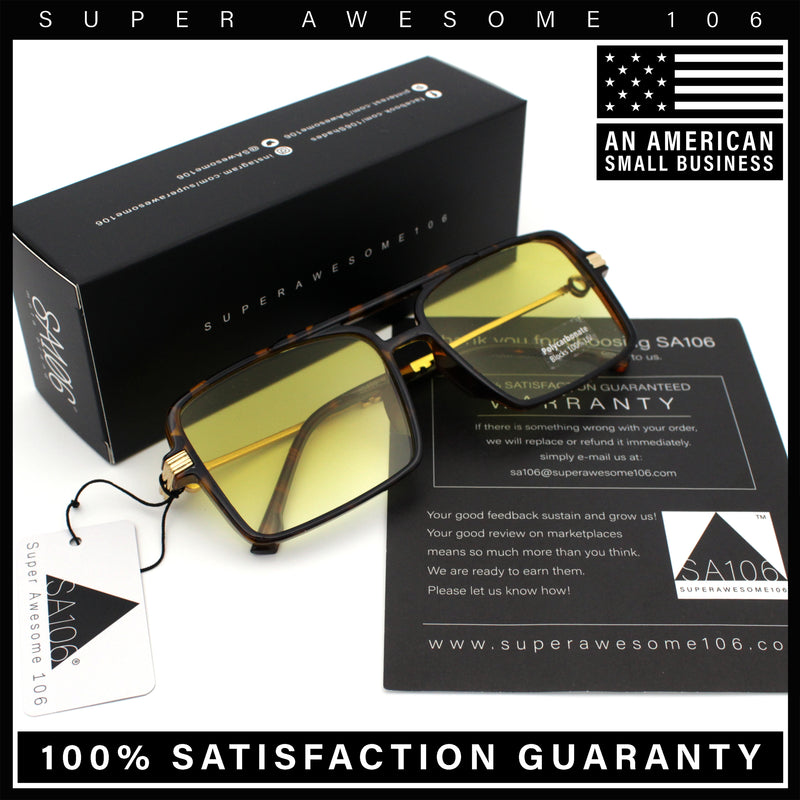 Mens Gentlemanly Rectangle Flat Top Double Bridge Mob Metal Arm Sunglasses