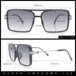 Mens Gentlemanly Rectangle Flat Top Double Bridge Mob Metal Arm Sunglasses