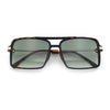 Mens Gentlemanly Rectangle Flat Top Double Bridge Mob Metal Arm Sunglasses
