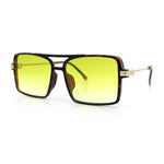 Mens Gentlemanly Rectangle Flat Top Double Bridge Mob Metal Arm Sunglasses