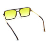 Mens Gentlemanly Rectangle Flat Top Double Bridge Mob Metal Arm Sunglasses