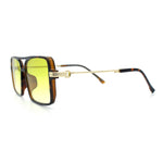 Mens Gentlemanly Rectangle Flat Top Double Bridge Mob Metal Arm Sunglasses