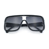 Oversized Rectangle Racer Shield 80s Plastic Fashion Flat Top Sunglasses