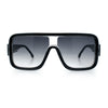 Oversized Rectangle Racer Shield 80s Plastic Fashion Flat Top Sunglasses