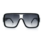 Oversized Rectangle Racer Shield 80s Plastic Fashion Flat Top Sunglasses