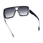 Oversized Rectangle Racer Shield 80s Plastic Fashion Flat Top Sunglasses