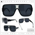 Oversized Rectangle Racer Shield 80s Plastic Fashion Flat Top Sunglasses