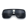 Oversized Rectangle Racer Shield 80s Plastic Fashion Flat Top Sunglasses