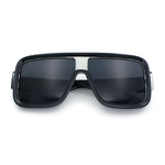 Oversized Rectangle Racer Shield 80s Plastic Fashion Flat Top Sunglasses