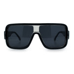Oversized Rectangle Racer Shield 80s Plastic Fashion Flat Top Sunglasses