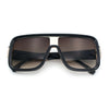 Oversized Rectangle Racer Shield 80s Plastic Fashion Flat Top Sunglasses