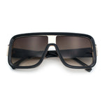 Oversized Rectangle Racer Shield 80s Plastic Fashion Flat Top Sunglasses
