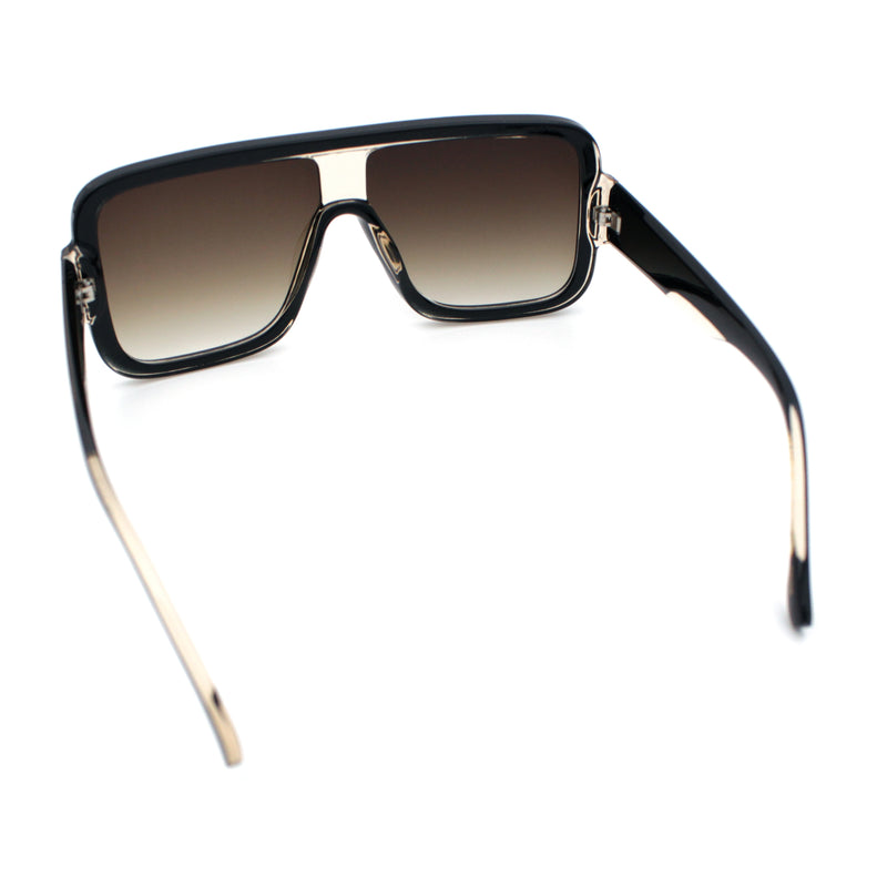 Oversized Rectangle Racer Shield 80s Plastic Fashion Flat Top Sunglasses