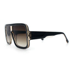 Oversized Rectangle Racer Shield 80s Plastic Fashion Flat Top Sunglasses