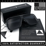 Oversized Rectangle Racer Shield 80s Plastic Fashion Flat Top Sunglasses