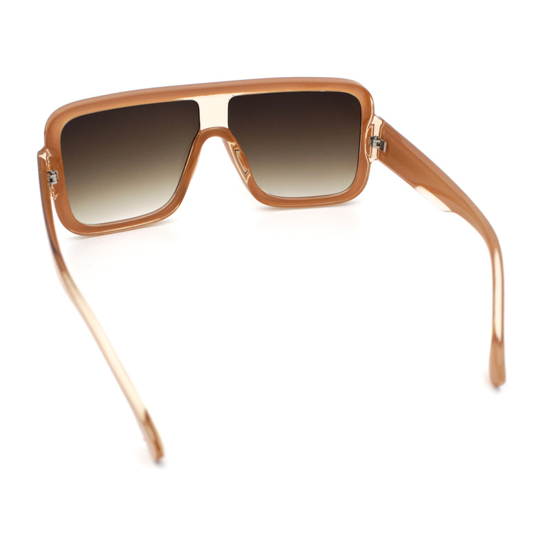 Oversized Rectangle Racer Shield 80s Plastic Fashion Flat Top Sunglasses