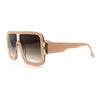 Oversized Rectangle Racer Shield 80s Plastic Fashion Flat Top Sunglasses