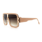 Oversized Rectangle Racer Shield 80s Plastic Fashion Flat Top Sunglasses