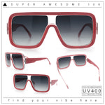 Oversized Rectangle Racer Shield 80s Plastic Fashion Flat Top Sunglasses