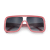Oversized Rectangle Racer Shield 80s Plastic Fashion Flat Top Sunglasses