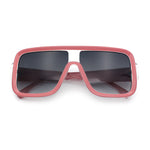 Oversized Rectangle Racer Shield 80s Plastic Fashion Flat Top Sunglasses