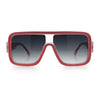 Oversized Rectangle Racer Shield 80s Plastic Fashion Flat Top Sunglasses