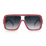 Oversized Rectangle Racer Shield 80s Plastic Fashion Flat Top Sunglasses