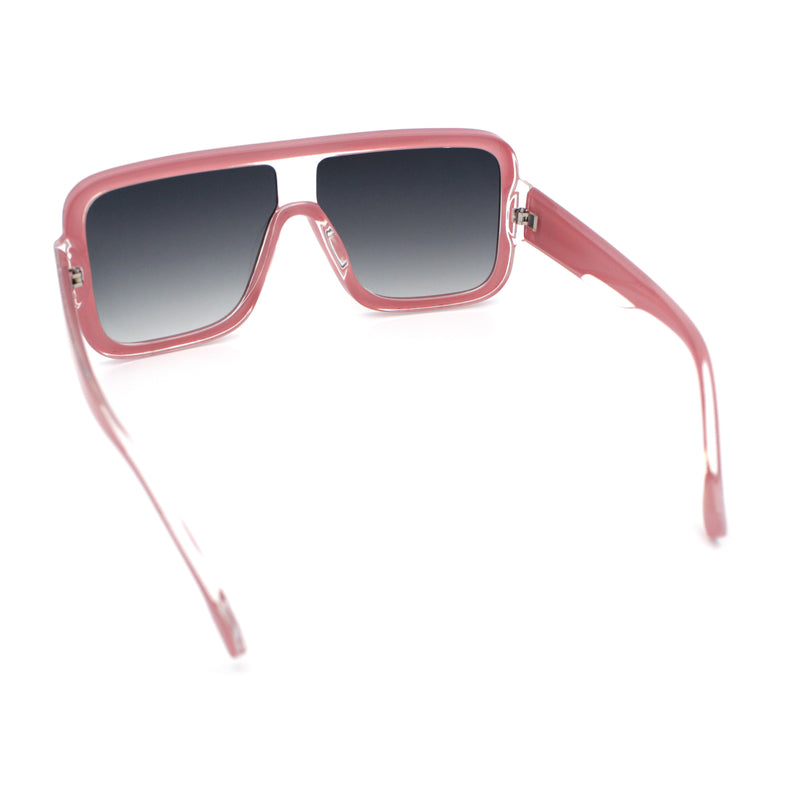 Oversized Rectangle Racer Shield 80s Plastic Fashion Flat Top Sunglasses