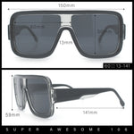 Oversized Rectangle Racer Shield 80s Plastic Fashion Flat Top Sunglasses