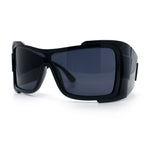 XXL Curved Wrap Around Rectangular Thick Arm Sport Plastic Sunglasses