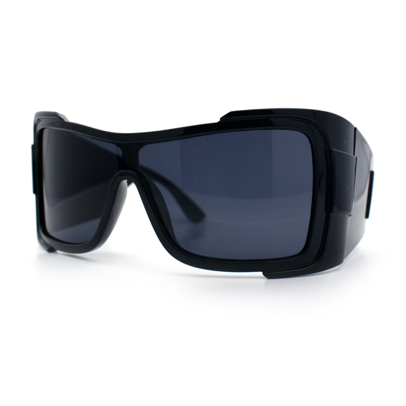 XXL Curved Wrap Around Rectangular Thick Arm Sport Plastic Sunglasses