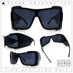 XXL Curved Wrap Around Rectangular Thick Arm Sport Plastic Sunglasses