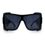 XXL Curved Wrap Around Rectangular Thick Arm Sport Plastic Sunglasses