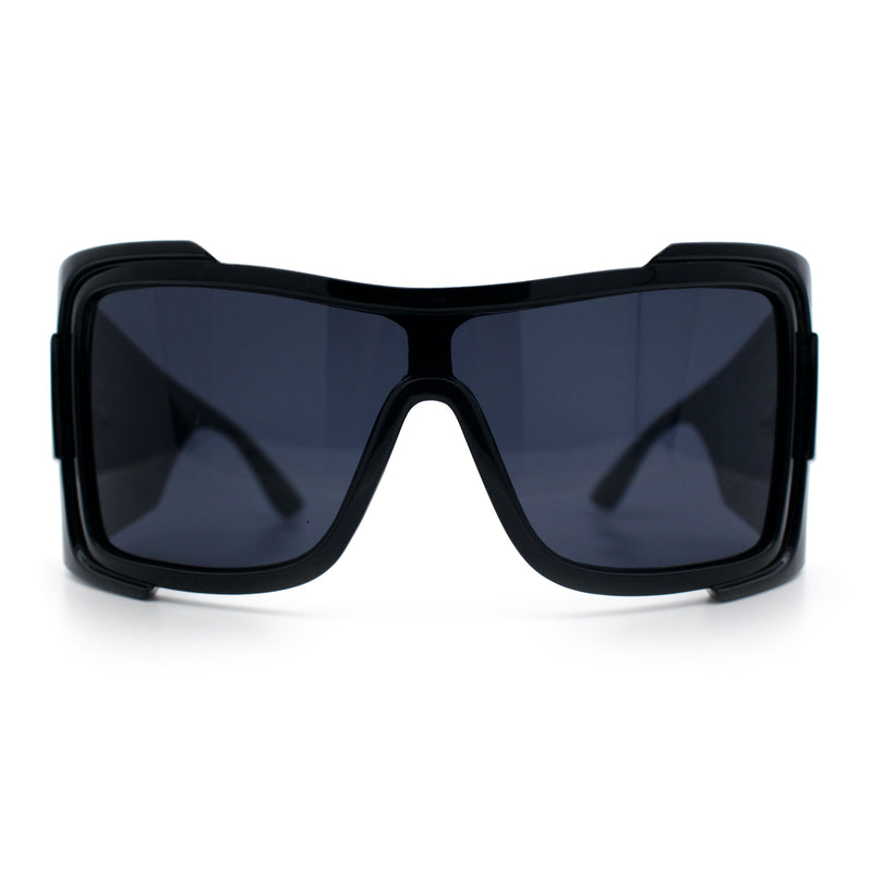 XXL Curved Wrap Around Rectangular Thick Arm Sport Plastic Sunglasses