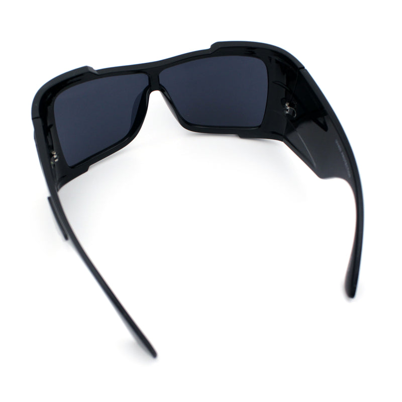 XXL Curved Wrap Around Rectangular Thick Arm Sport Plastic Sunglasses