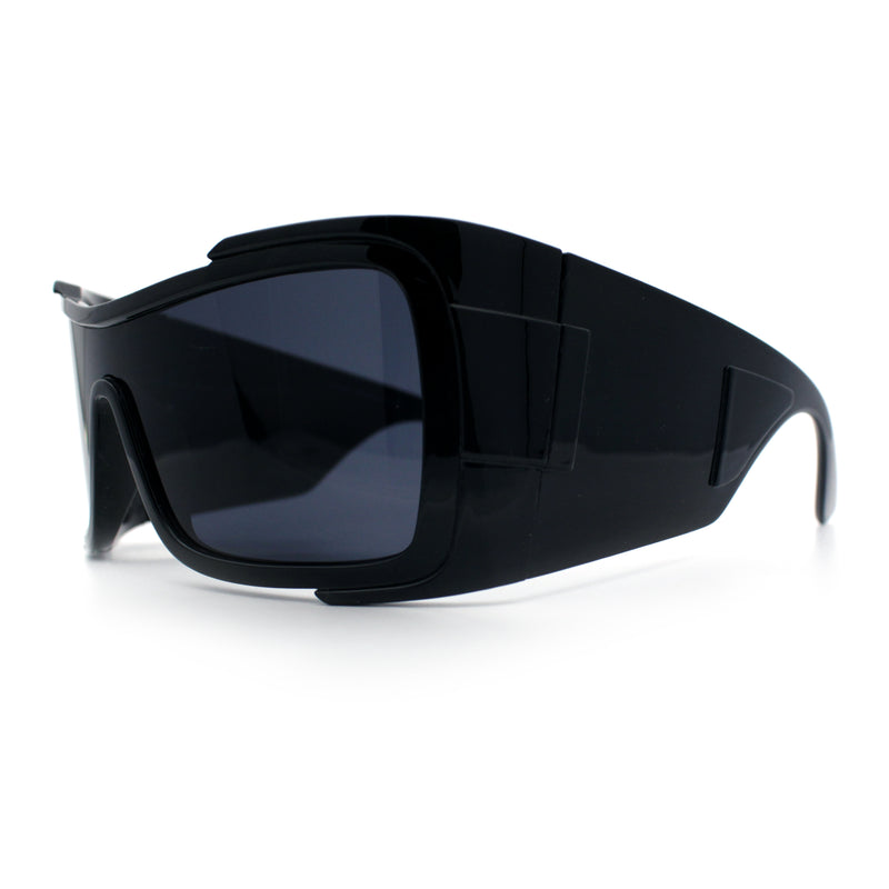 XXL Curved Wrap Around Rectangular Thick Arm Sport Plastic Sunglasses