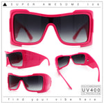 XXL Curved Wrap Around Rectangular Thick Arm Sport Plastic Sunglasses