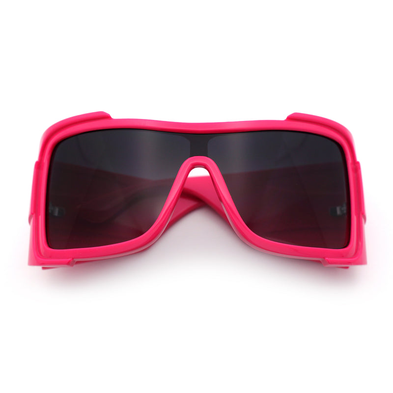 XXL Curved Wrap Around Rectangular Thick Arm Sport Plastic Sunglasses