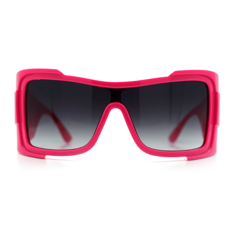 XXL Curved Wrap Around Rectangular Thick Arm Sport Plastic Sunglasses