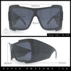 XXL Curved Wrap Around Rectangular Thick Arm Sport Plastic Sunglasses