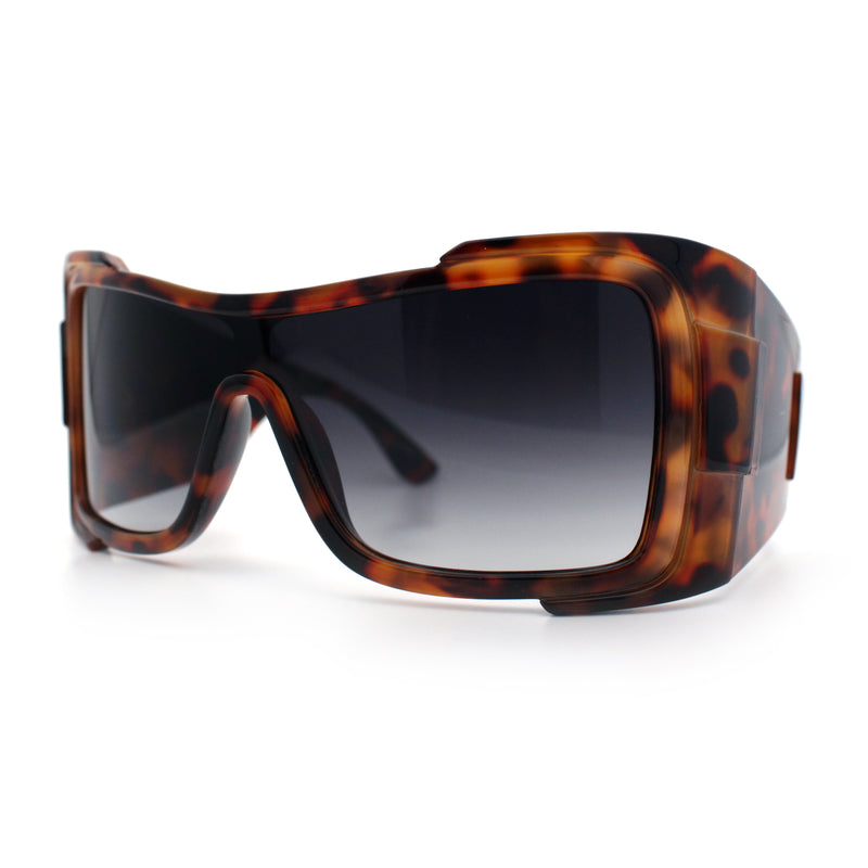 XXL Curved Wrap Around Rectangular Thick Arm Sport Plastic Sunglasses
