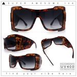 XXL Curved Wrap Around Rectangular Thick Arm Sport Plastic Sunglasses
