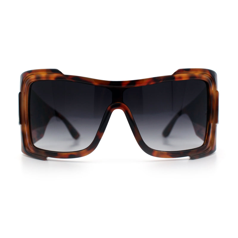 XXL Curved Wrap Around Rectangular Thick Arm Sport Plastic Sunglasses
