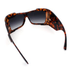 XXL Curved Wrap Around Rectangular Thick Arm Sport Plastic Sunglasses