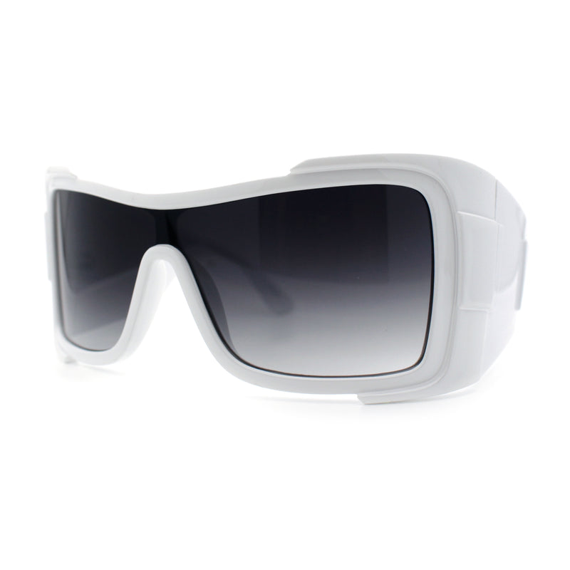 XXL Curved Wrap Around Rectangular Thick Arm Sport Plastic Sunglasses