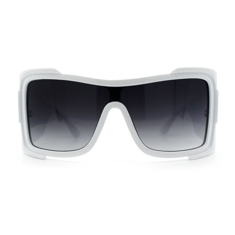XXL Curved Wrap Around Rectangular Thick Arm Sport Plastic Sunglasses