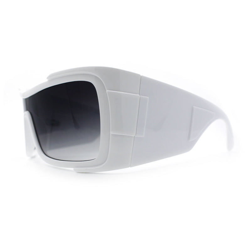XXL Curved Wrap Around Rectangular Thick Arm Sport Plastic Sunglasses