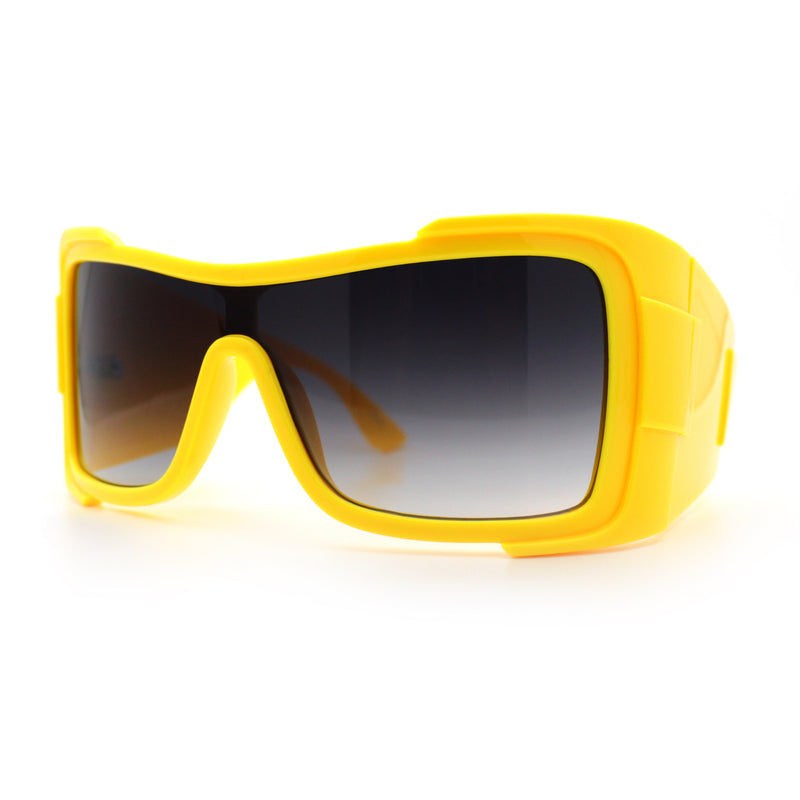 XXL Curved Wrap Around Rectangular Thick Arm Sport Plastic Sunglasses